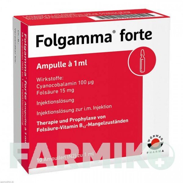 ФОЛЬГАММА (FOLGAMMA) ампули 10x1 мл - Вітамін B12 (Ціанокобаламін), Інше WORWAG PHARMA
