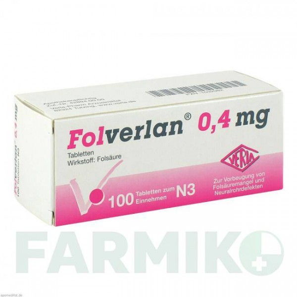 ФОЛВЕРЛАН (FOLVERLAN) 0,4 мг таблетки 100 шт - Фолиевая кислота VERLA-PHARM