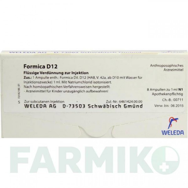 ФОРМИКА (FORMICA) D 12 ампулы 8x1 мл - Гомеопатия WELEDA