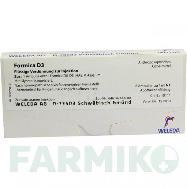 ФОРМИКА (FORMICA) D 3 ампулы 8x1 мл - Гомеопатия WELEDA