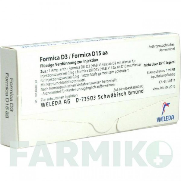 ФОРМИКА (FORMICA) D 3 ампулы 8x1 мл - Гомеопатия WELEDA