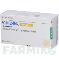 ФОРТЗААР (FORTZAAR) 100/25 мг таблетки 98 шт - Лозартан, Гідрохлоротіазид EURIMPHARM
