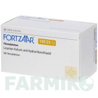 ФОРТЗААР (FORTZAAR) 100/25 мг таблетки 98 шт - Лозартан, Гідрохлоротіазид ORGANON