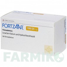 ФОРТЗААР (FORTZAAR) 100/25 мг таблетки 98 шт - Лозартан, Гідрохлоротіазид ORGANON