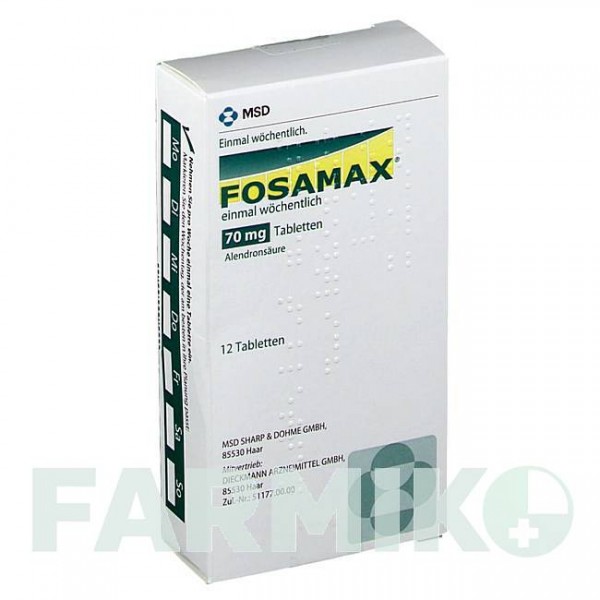 ФОСАМАКС (FOSAMAX) 70 мг таблетки 12 шт - Алендронова кислота ORGANON