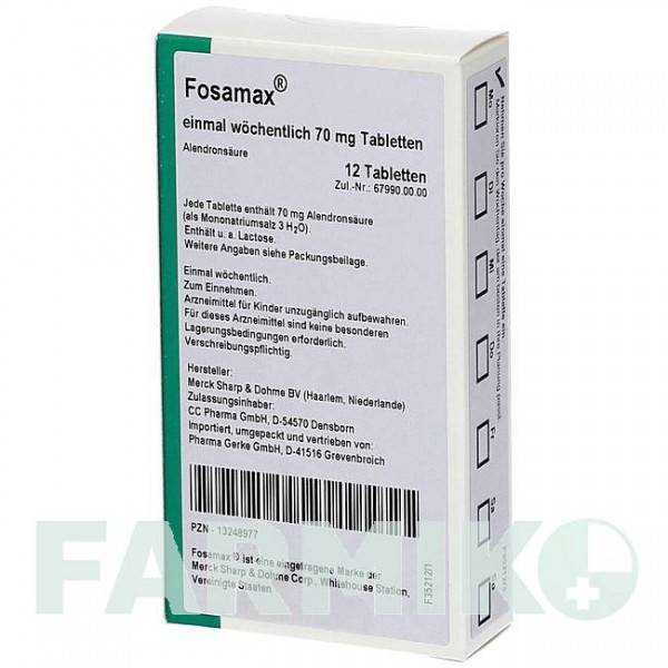 ФОСАМАКС (FOSAMAX) 70 мг таблетки 12 шт - Алендроновая кислота PHARMA GERKE