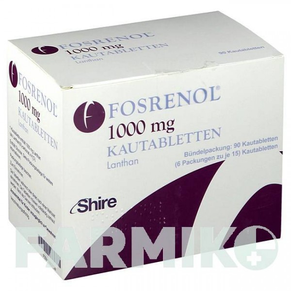 ФОСРЕНОЛ (FOSRENOL) 1000 мг таблетки 90 шт - Лантану (III) карбонат ABACUS MEDICINE