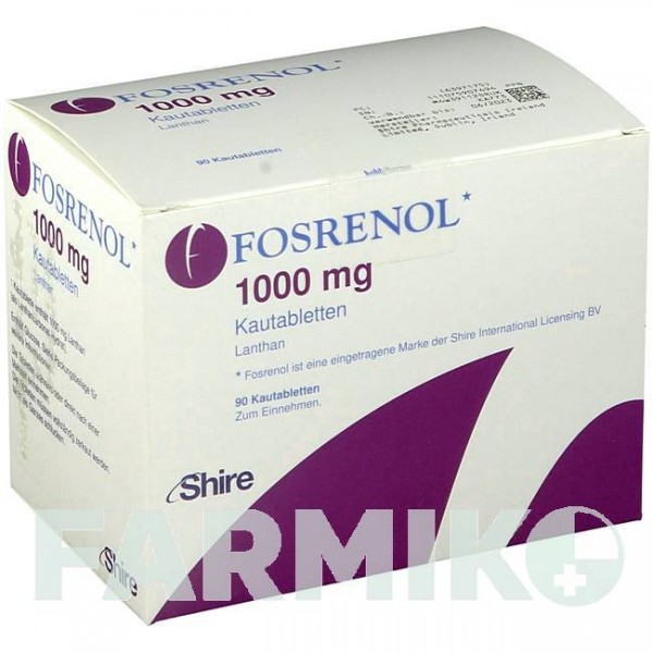 ФОСРЕНОЛ (FOSRENOL) 1000 мг таблетки 90 шт - Лантану (III) карбонат KOHLPHARMA