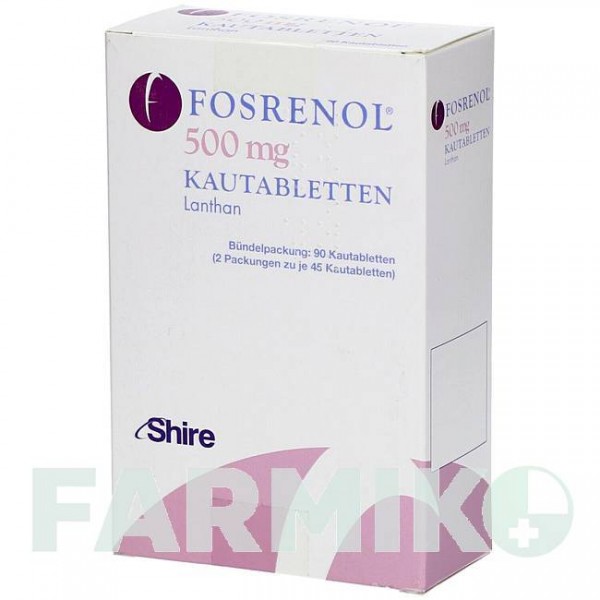 ФОСРЕНОЛ (FOSRENOL) 500 мг таблетки 90 шт - Лантана (III) карбонат DOCPHARM