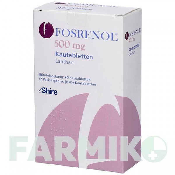 ФОСРЕНОЛ (FOSRENOL) 500 мг таблетки 90 шт - Лантана (III) карбонат ORIFARM