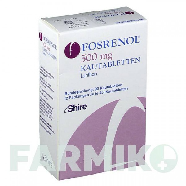ФОСРЕНОЛ (FOSRENOL) 500 мг таблетки 90 шт - Лантана (III) карбонат TAKEDA