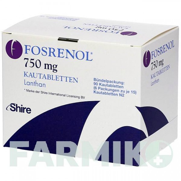 ФОСРЕНОЛ (FOSRENOL) 750 мг таблетки 90 шт - Лантану (III) карбонат EMRA-MED