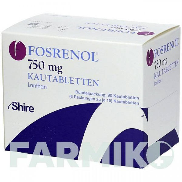 ФОСРЕНОЛ (FOSRENOL) 750 мг таблетки 90 шт - Лантану (III) карбонат TAKEDA