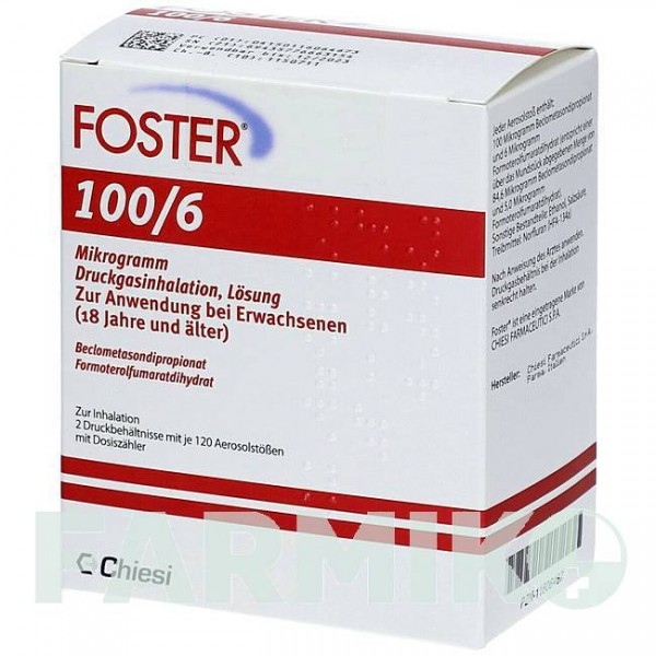 ФОСТЕР (FOSTER) 100/6 мкг 120 доз аэрозоль 2 шт - Формотерол, Беклометазон ABACUS MEDICINE