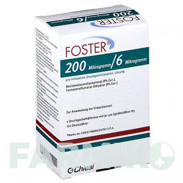 ФОСТЕР (FOSTER) 200/6 мкг 120 доз аэрозоль 2 шт - Формотерол, Беклометазон EMRA-MED