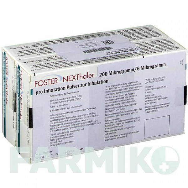 ФОСТЕР (FOSTER) 200/6 мкг 120 доз порошок 2 шт - Формотерол, Беклометазон EMRA-MED