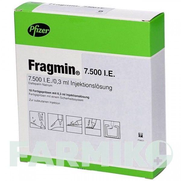 ФРАГМИН (FRAGMIN) 7500 МЕ раствор 10 шт - Дальтепарин KOHLPHARMA