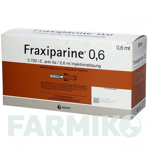 ФРАКСИПАРИН (FRAXIPARINE) 0,6 мл раствор 50x0,6 мл - Надропарин VIATRIS