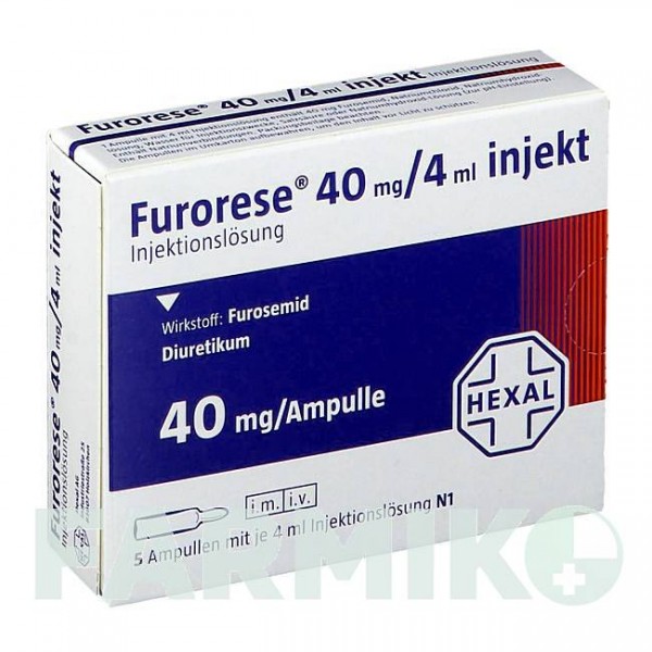 ФУРОРЕЗЕ (FURORESE) 40 мг/4 мл розчин 5x4 мл - Фуросемід HEXAL