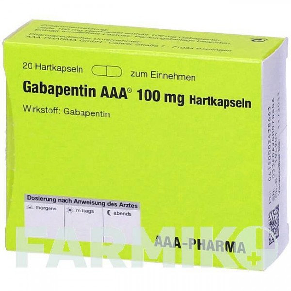 ГАБАПЕНТИН (GABAPENTIN) 100 мг капсулы 20 шт - Габапентин AAA - PHARMA