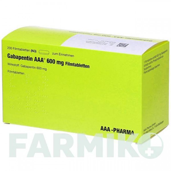 ГАБАПЕНТИН (GABAPENTIN) 600 мг таблетки 200 шт - Габапентин AAA - PHARMA