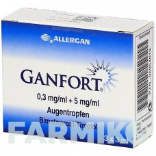 ГАНФОРТ (GANFORT) 0,3 мг/мл + 5 мг/мл капли 3x3 мл - Тимолол, Биматопрост ABBVIE