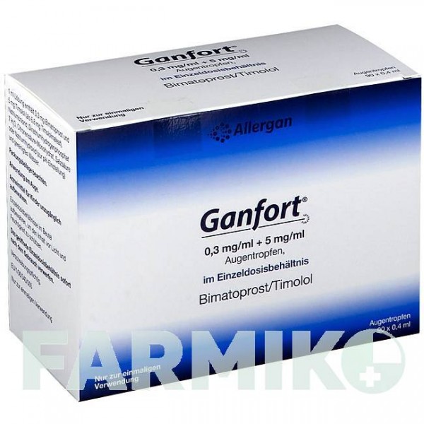 ГАНФОРТ (GANFORT) 0,3 мг/мл + 5 мг/мл капли 30x0,4 мл - Тимолол, Биматопрост DOCPHARM
