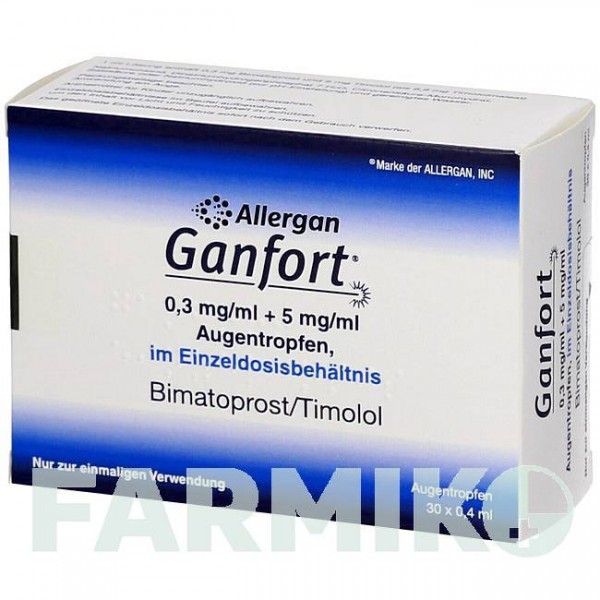ГАНФОРТ (GANFORT) 0,3 мг/мл + 5 мг/мл краплі 30x0,4 мл - Тимолол, Біматопрост EMRA-MED