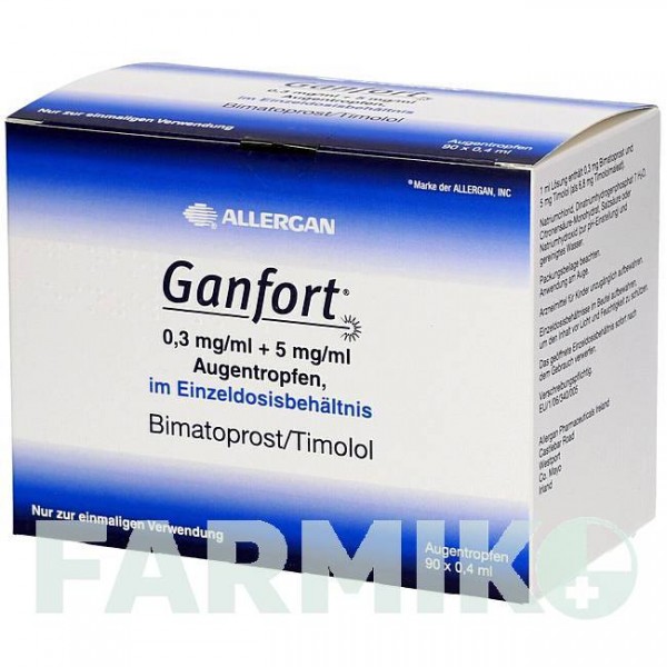 ГАНФОРТ (GANFORT) 0,3 мг/мл + 5 мг/мл краплі 90x0,4 мл - Тимолол, Біматопрост EMRA-MED