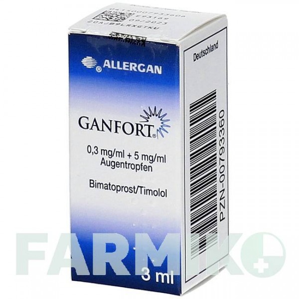 ГАНФОРТ (GANFORT) 0,3 мг/мл + 5 мг/мл капли 3 мл - Тимолол, Биматопрост EUROPEAN PHARMA
