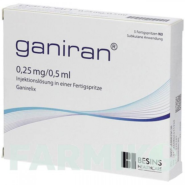 ГАНИРАН (GANIRAN) 0,25 мг/0,5 мл раствор 1x5 шт - Ганиреликс BESINS HEALTHCARE