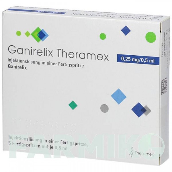 ГАНІРЕЛІКС (GANIRELIX) 0,25 мг/0,5 мл розчин 5 шт - Ганірелікс THERAMEX