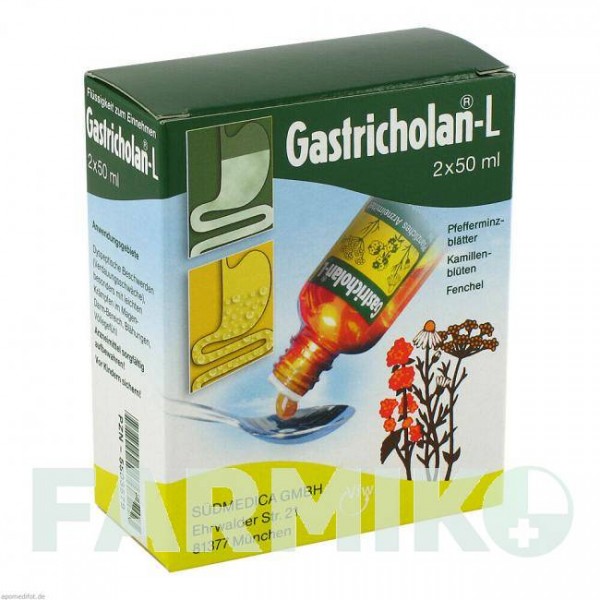 ГАСТРИХОЛАН (GASTRICHOLAN) жидкость 2x50 мл - Активные вещества SUDMEDICA