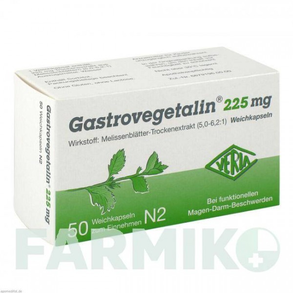 ГАСТРОВЕГЕТАЛИН (GASTROVEGETALIN) 225 мг капсулы 50 шт - Листья мелиссы VERLA-PHARM