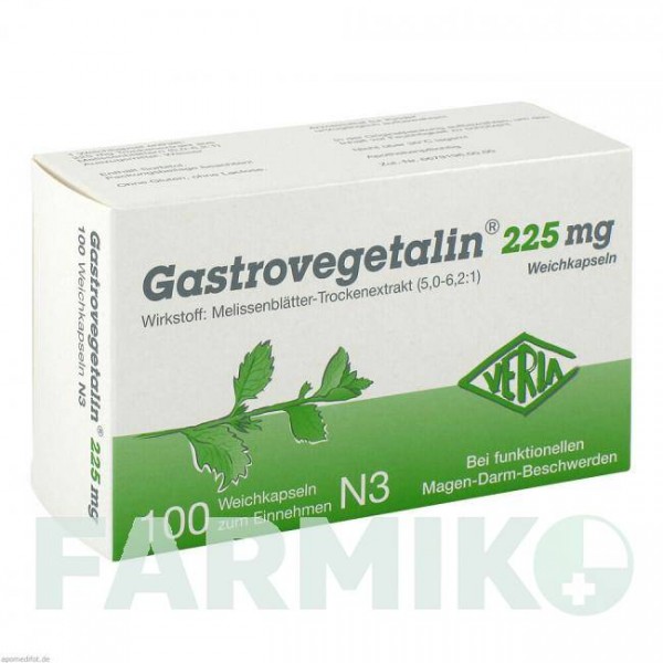 ГАСТРОВЕГЕТАЛИН (GASTROVEGETALIN) 225 мг капсулы 100 шт - Листья мелиссы VERLA-PHARM