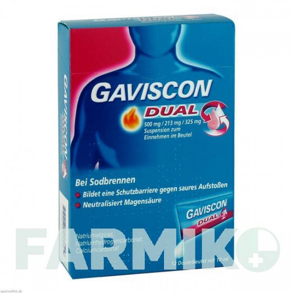 ГАВИСКОН (GAVISCON) 500 мг/213 мг/325 мг суспензия 12x10 мл - Альгиновая кислота, Другое RECKITT BENCKISER