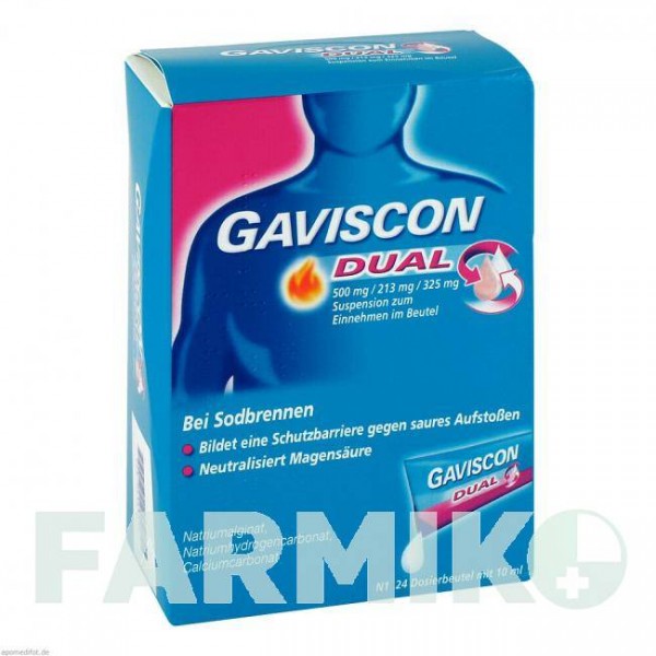 ГАВИСКОН (GAVISCON) 500 мг/213 мг/325 мг суспензия 24x10 мл - Альгиновая кислота, Другое RECKITT BENCKISER