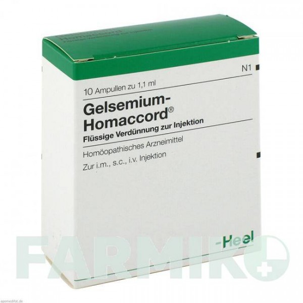 ГЕЛЬЗЕМИУМ ХОМАКОРД (GELSEMIUM HOMACCORD) ампулы 10 шт - Гомеопатия BIOLOGISCHE HEILMITTEL HEEL