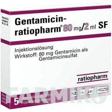 ГЕНТАМІЦИН (GENTAMICIN) 80 мг/2 мл розчин 5 шт - Гентаміцин RATIOPHARM