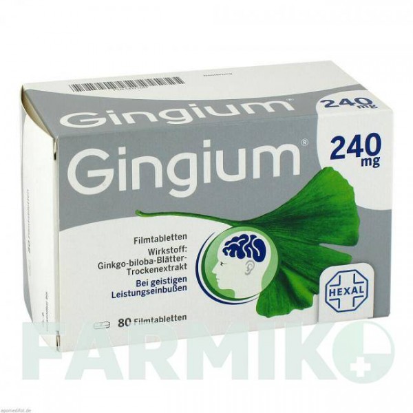 ГІНГІУМ (GINGIUM) 240 мг таблетки 80 шт - Екстракт листя гінкго білоба HEXAL