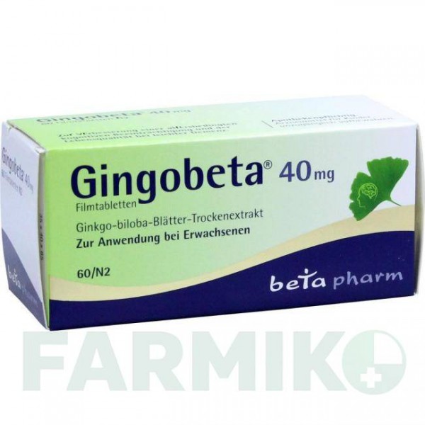 ГІНГОБЕТА (GINGOBETA) 40 мг таблетки 60 шт - Екстракт листя гінкго білоба BETAPHARM