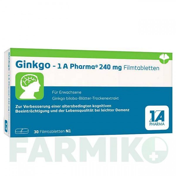 ГИНКГО (GINKGO) 240 мг таблетки 30 шт - Экстракт листьев гинкго билоба 1 A PHARMA