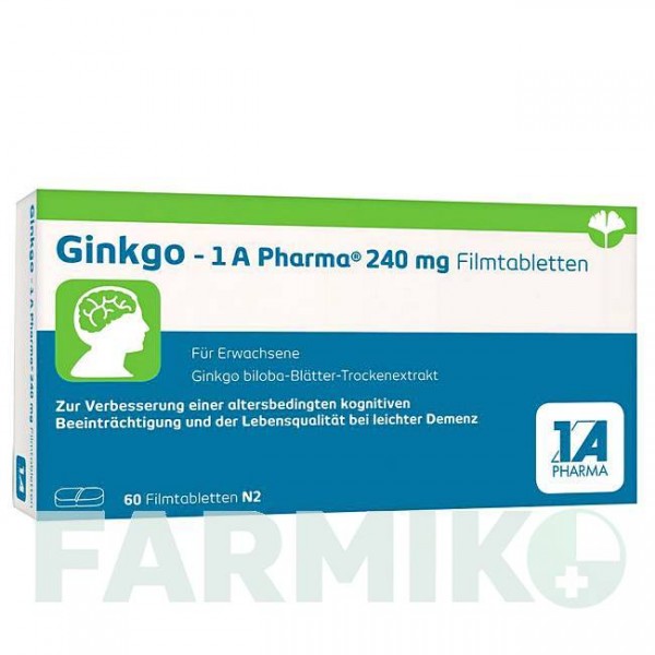 ГИНКГО (GINKGO) 240 мг таблетки 60 шт - Экстракт листьев гинкго билоба 1 A PHARMA