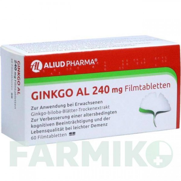 ГИНКГО (GINKGO) 240 мг таблетки 60 шт - Экстракт листьев гинкго билоба ALIUD PHARMA