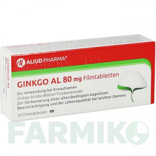 ГИНКГО (GINKGO) 80 мг таблетки 30 шт - Экстракт листьев гинкго билоба ALIUD PHARMA