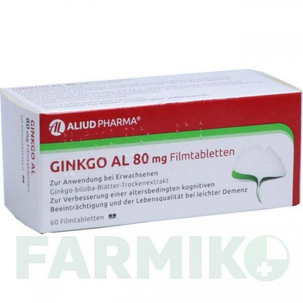 ГИНКГО (GINKGO) 80 мг таблетки 60 шт - Экстракт листьев гинкго билоба ALIUD PHARMA