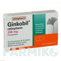 ГИНКОБИЛ (GINKOBIL) 240 мг таблетки 30 шт - Экстракт листьев гинкго билоба RATIOPHARM