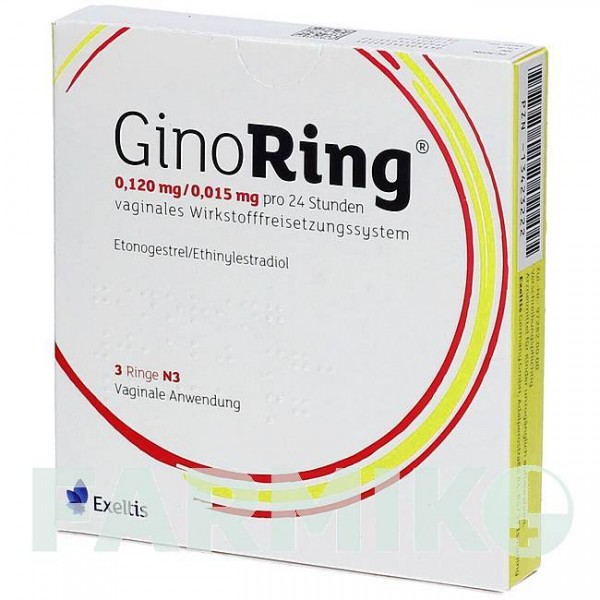 ГІНОРИНГ (GINORING) 0,120 мг/0,015 мг 24 год кільце 3 шт - Прогестаген, Естроген EXELTIS