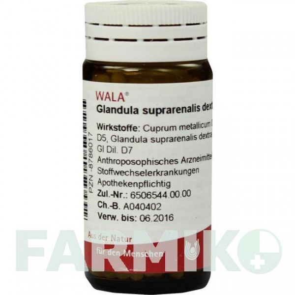 ГЛАНДУЛА СУПРАРЕНАЛІС (GLANDULA SUPRARENALIS) глобули 20 г - Гомеопатія WALA HEILMITTEL