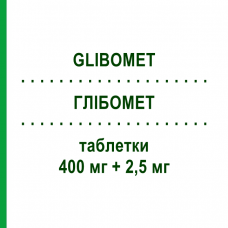 ГЛИБОМЕТ (GLIBOMET) 400 мг + 2,5 мг таблетки 40 шт - Метформин, Производные сульфонилмочевины LABORATORI GUIDOTTI